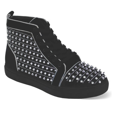After Midnight Junior Studded High Top Sneakers in Black / Silver #color_ Black / Silver