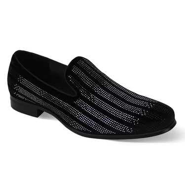 After Midnight Marco Velvet Rhinestone Smoker Slip-On Loafers in Black Multicolor #color_ Black Multicolor