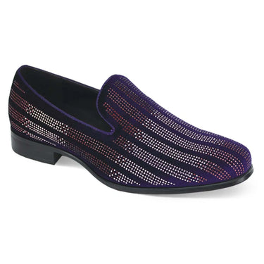 After Midnight Marco Velvet Rhinestone Smoker Slip-On Loafers in #color_