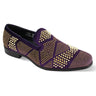 After Midnight Ozzy Velvet Studded Smoker Shoes in Purple / Gold #color_ Purple / Gold