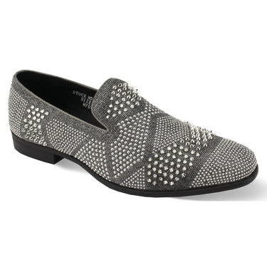 After Midnight Ozzy Velvet Studded Smoker Shoes in Silver #color_ Silver