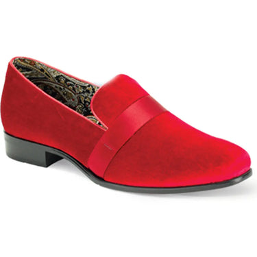 After Midnight Strut Velvet Smoking Slip-on Dress Shoe in Fire Red #color_ Fire Red