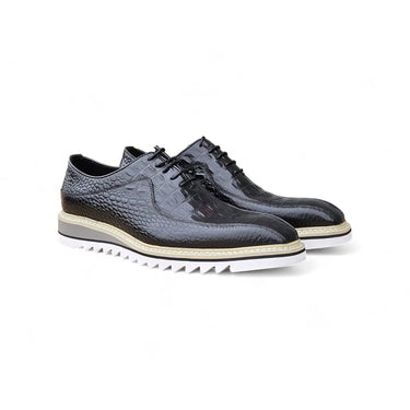 Carrucci Shoes Alligator Embossed Leather Derby in Black