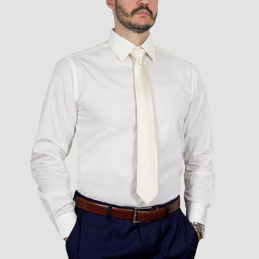 Arturo Modern Fit Dress Shirt in Ivory Long Sleeve, No Pocket in Ivory #color_ Ivory
