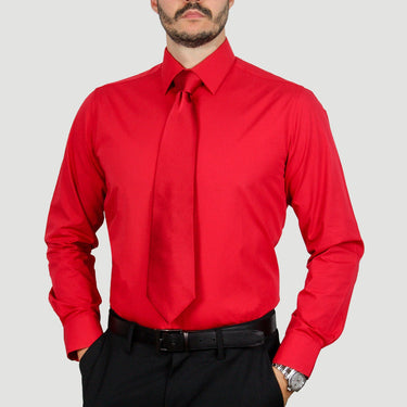 Arturo Modern Fit Dress Shirt in Red Long Sleeve, No Pocket in Red