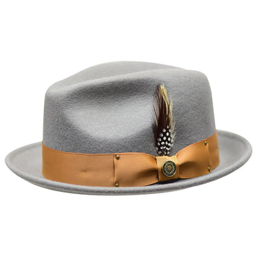 Bruno Capelo Blues Brothers Wool Pinch Front Trilby Hat in Graphite Grey Acorn