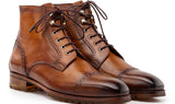 Paul Parkman Men's Burnished Leather Cap Toe Boots in Brown