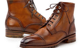 Paul Parkman Men's Burnished Leather Cap Toe Boots in Brown