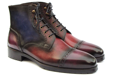 Paul Parkman Men's Multicolor Hand-Painted Cap Toe Boots