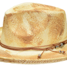 Bruno Capelo Bourbon Wide Brim Straw Fedora in Ivory Cognac Brown