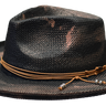 Bruno Capelo Bourbon Wide Brim Straw Fedora in Black Cognac Brown #color_ Black Cognac Brown