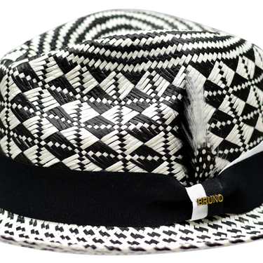 Bruno Capelo Belize Two-Tone Straw Snap Brim Fedora in White Black