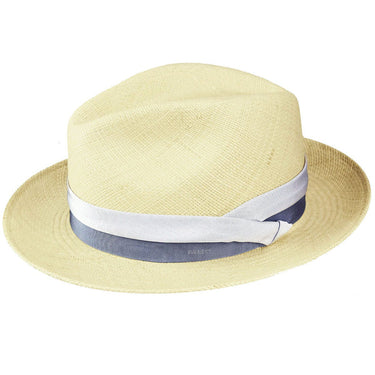 Bailey Cuban Genuine Panama Straw Fedora in Natural / Vintage Blue