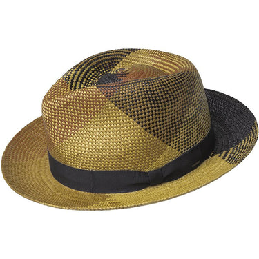 Bailey Giger Genuine Panama Straw Fedora in Tan Plaid