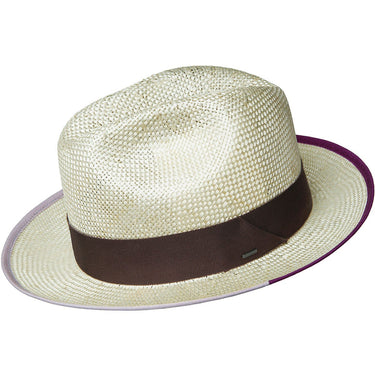 Bailey Hesmond Pinch Front Straw Fedora in Natural / Fuschia