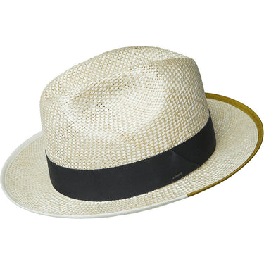 Bailey Hesmond Pinch Front Straw Fedora in Natural / Mustard