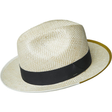 Bailey Hesmond Pinch Front Straw Fedora in Natural / Mustard #color_ Natural / Mustard