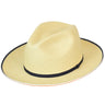 Bailey Parson Genuine Panama Straw Fedora in Natural / Navy #color_ Natural / Navy