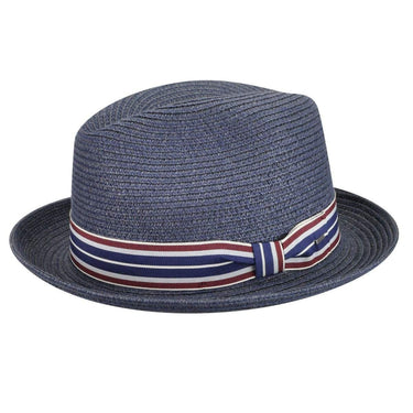 Bailey Salem Pinch Front Toyo Straw Fedora in Navy