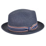 Bailey Salem Pinch Front Toyo Straw Fedora in Navy #color_ Navy