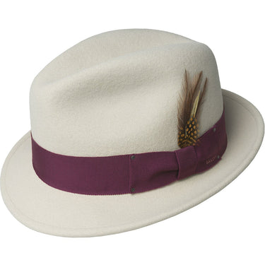 Bailey Tino Center Dent Wool Felt Fedora in Unbleached #color_ Unbleached