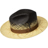 Bailey Warlick Genuine Panama Pinch Front Straw Fedora in Charcoal / Rust #color_ Charcoal / Rust