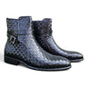 Basket Weave Calfskin Buckle Boot in Black #color_ Black