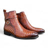 Basket Weave Calfskin Buckle Boot in Whisky #color_ Whisky