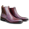 Basket Weave Leather Chelsea Boot in Burgundy #color_ Burgundy
