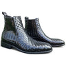 Basket Weave Leather Chelsea Boot in Black #color_ Black