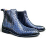 Basket Weave Leather Chelsea Boot in Navy #color_ Navy