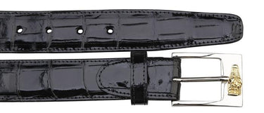 Belvedere Alligator Belt in Black in Black 44