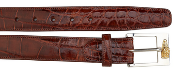 Belvedere Alligator Belt in Peanut in Peanut 44