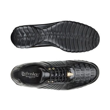 Belvedere Astor in Black Genuine Caiman Crocodile & Soft Calf Sneakers in