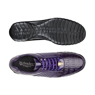 Belvedere Astor in Purple Genuine Caiman Crocodile & Soft Calf Sneakers in