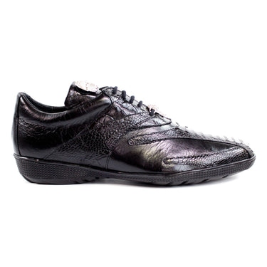 Belvedere Bene in Black Genuine Ostrich & Soft Calf Sneakers Black