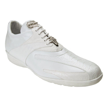 Belvedere Bene in White Genuine Ostrich & Soft Calf Sneakers in #color_