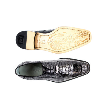 Belvedere Chapo in Black Caiman Alligator Oxfords