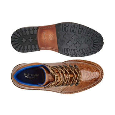 Belvedere Como in Antique Brandy Genuine Ostrich & Italian Leather Boot in
