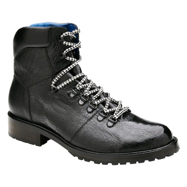 Belvedere Como in Black Genuine Ostrich & Italian Leather Boot in Black