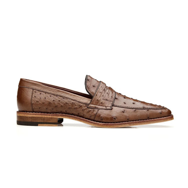 Belvedere Espada in Tabac Ostrich Quill Penny Loafers in Tabac #color_ Tabac