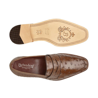 Belvedere Espada in Tabac Ostrich Quill Penny Loafers in #color_