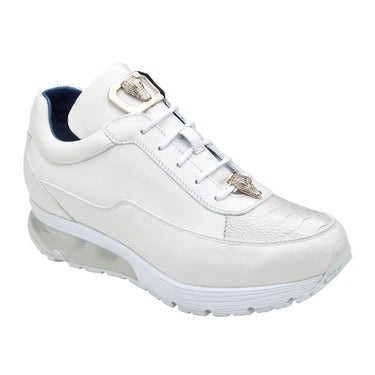 Belvedere Flash in White Ostrich Leg High-Top Sneakers in #color_