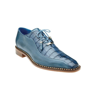 Belvedere Gabriele in Antique Blue Jean Caiman Crocodile & Calf-Skin Leather Oxfords