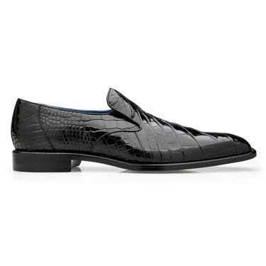 Belvedere Genova in Black Genuine American Alligator Loafers in Black