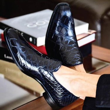 Genova in Navy Genuine American Alligator Loafers by  display picture 3