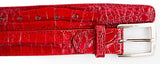 Belvedere Genuine Caiman Crocodile Belt in Red