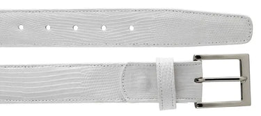 Belvedere Genuine Lizard Belt in White in White 44