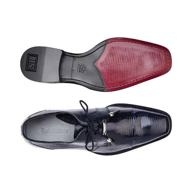 Belvedere Karmelo in Navy Genuine Lizard Oxfords | DapperFam  display picture 3