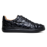 Belvedere Kingstone in Black Exotic Pirarucu Lace-Up Casual Sneaker